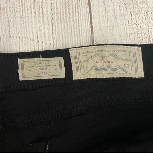 ALL SAINTS Women’s Mast Low Rise Skinny Fit Jeans Black Croc Size 32
